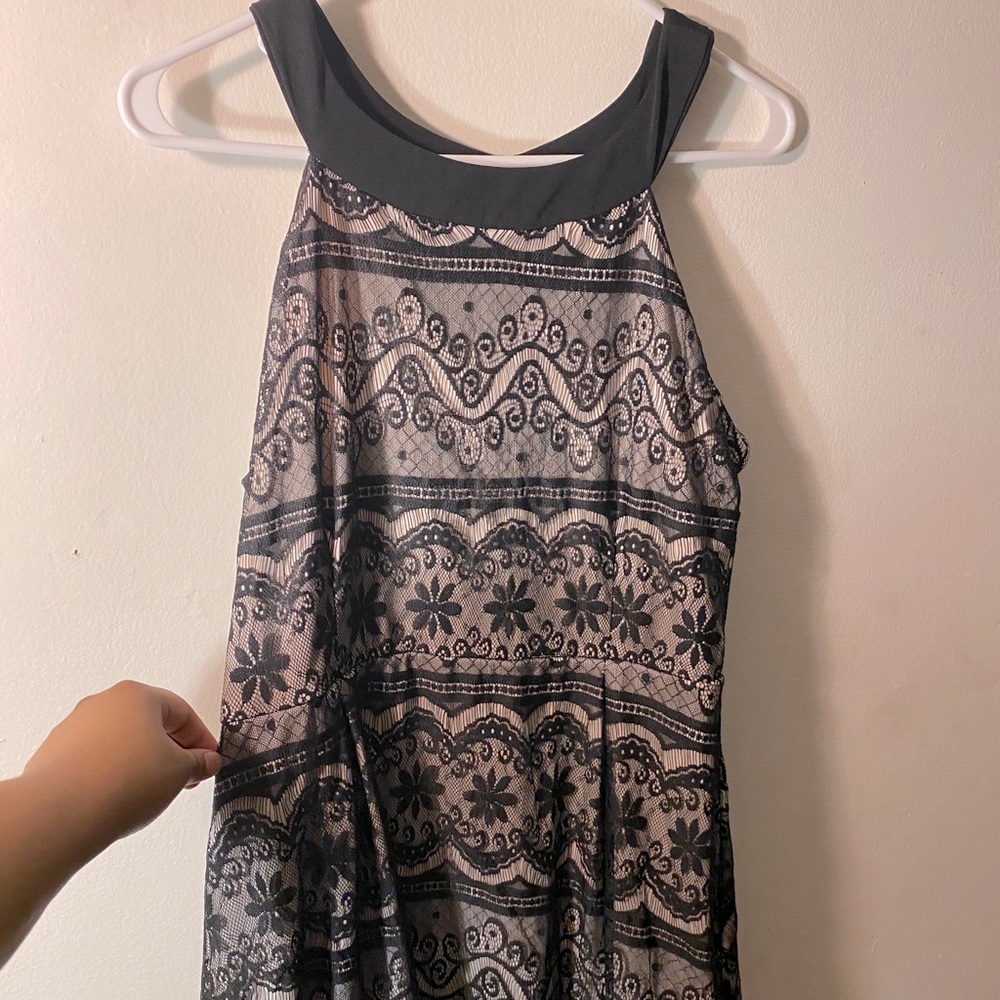 Pink and black lace dress